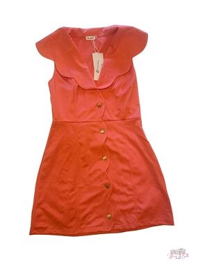 NWT Morhuduck Coral Scalloped Button Down Mini Dress XL Statement Collar